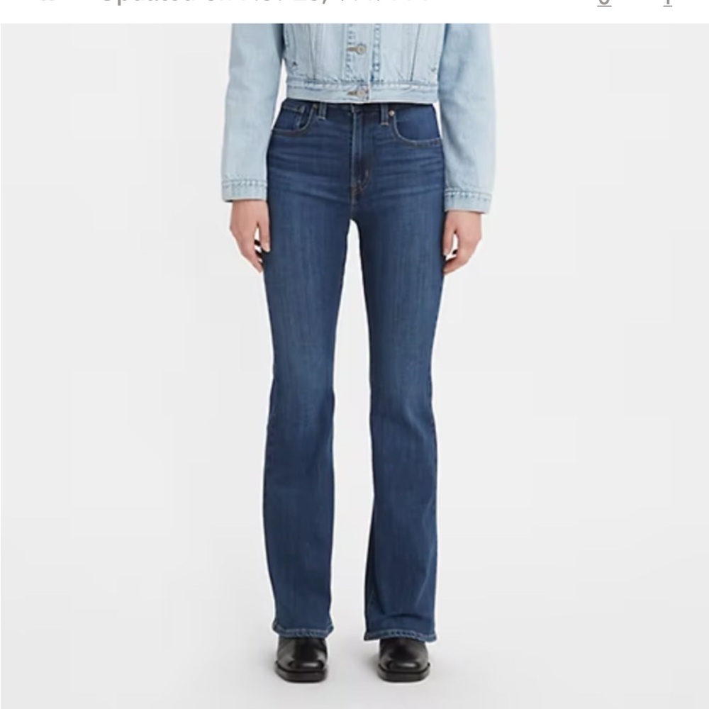 Levi's 726 High Rise Flare Health is Wealth Dark Wash Stretch Jeans Size 26 x 31
